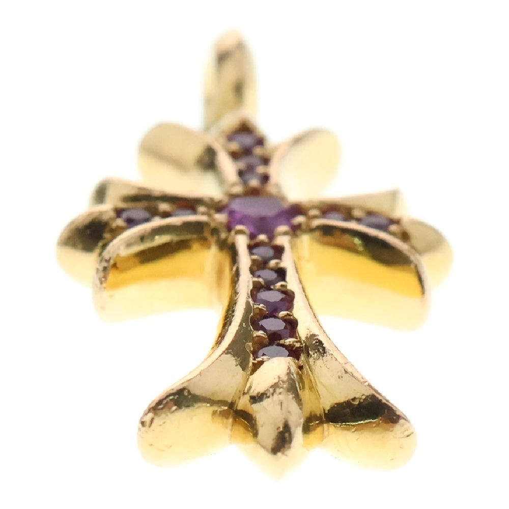 CHROME HEARTS(クロムハーツ) 22K TNY CRSF P SAP タイニーファットクロス PAVEサファイア ペンダント ゴールドネックレストップ
