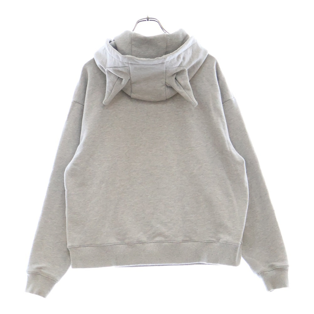 CHARLES JEFFREY LOVERBOY(チャールズジェフリーラバーボーイ) 25SS KNIT PATCH LOGO HOODY ニットパッチロゴ 猫耳 プルオーバーパーカー グレー