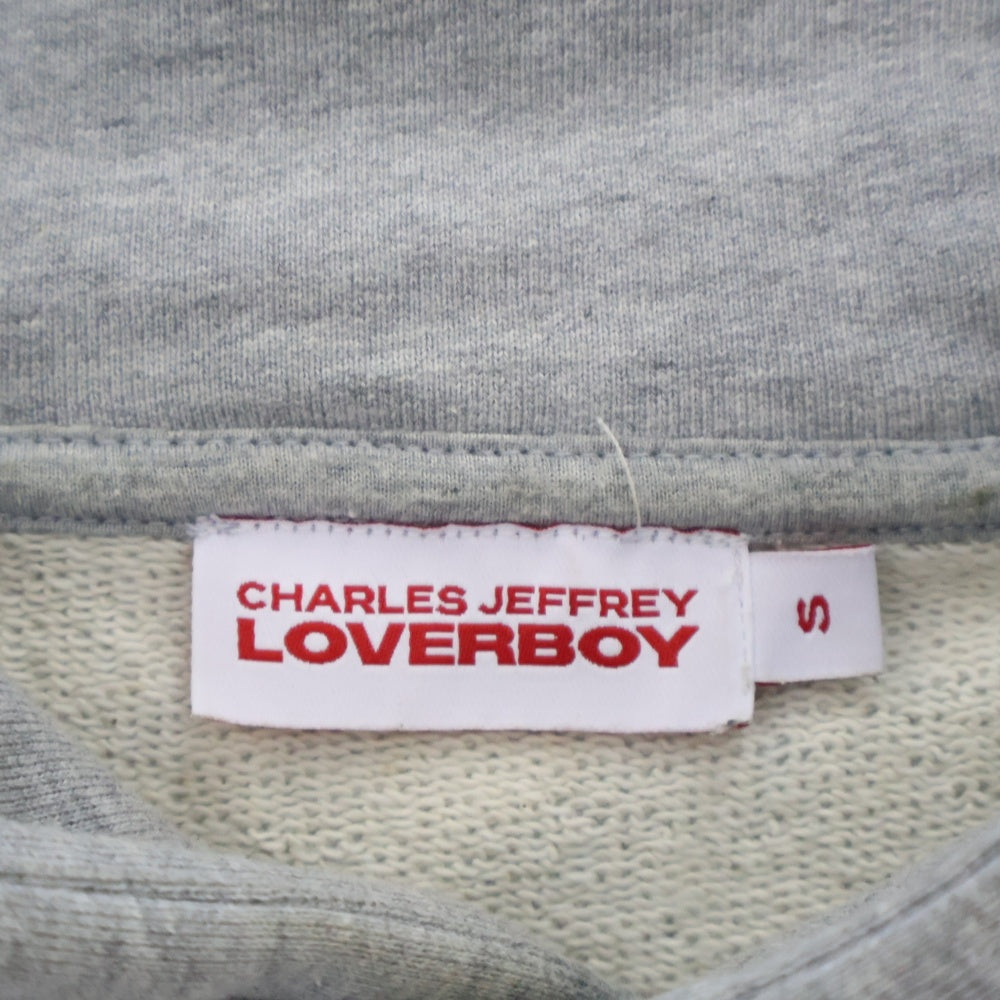 CHARLES JEFFREY LOVERBOY(チャールズジェフリーラバーボーイ) 25SS KNIT PATCH LOGO HOODY ニットパッチロゴ 猫耳 プルオーバーパーカー グレー