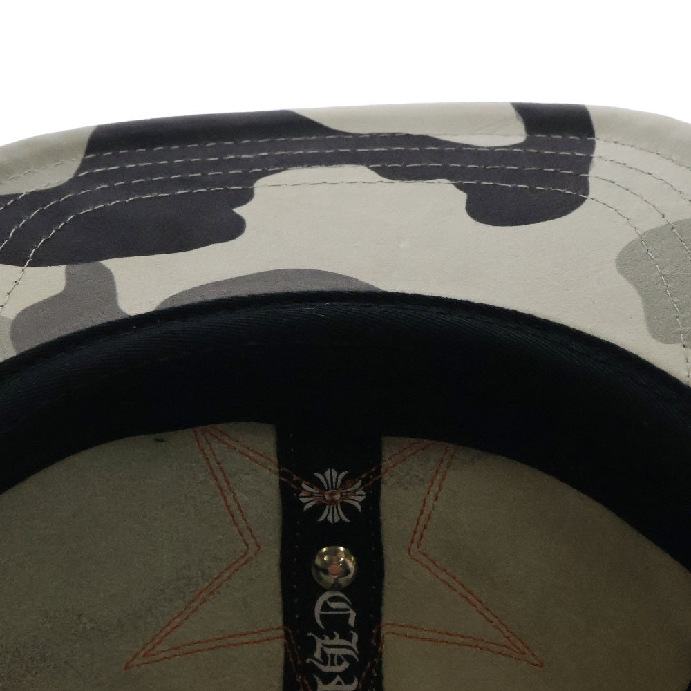 CHROME HEARTS(クロムハーツ) STR CAMO LEATHER CAP スターパッチ カモ レザーキャップ 帽子 グレー/オレンジ