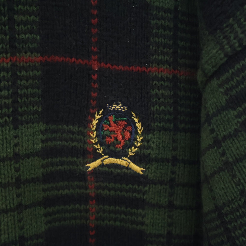 TOMMY HILFIGER(トミーヒルフィガー) 90年製 チェック柄 コットン ニット セーター グリーン