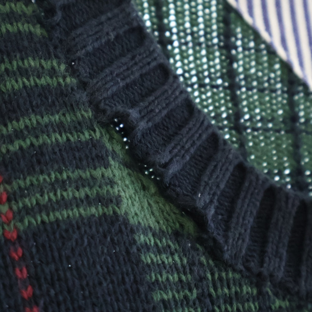 TOMMY HILFIGER(トミーヒルフィガー) 90年製 チェック柄 コットン ニット セーター グリーン