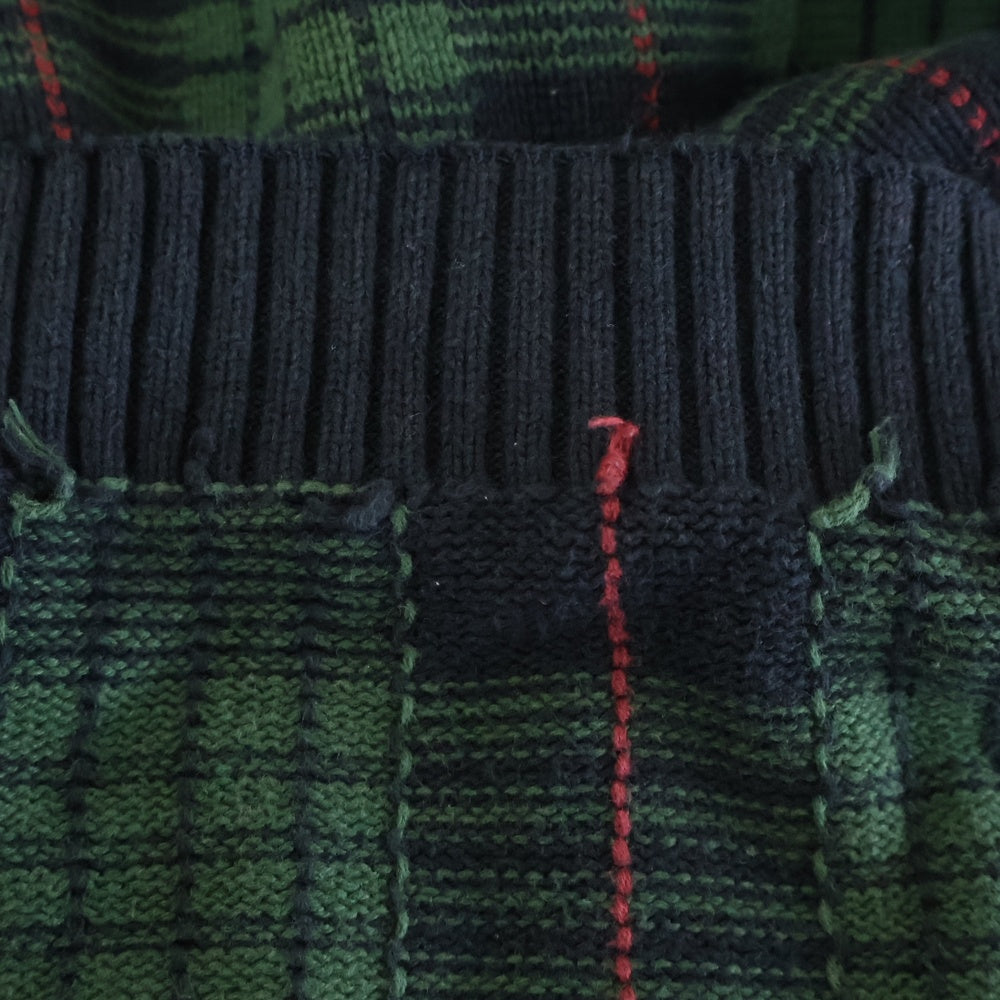 TOMMY HILFIGER(トミーヒルフィガー) 90年製 チェック柄 コットン ニット セーター グリーン