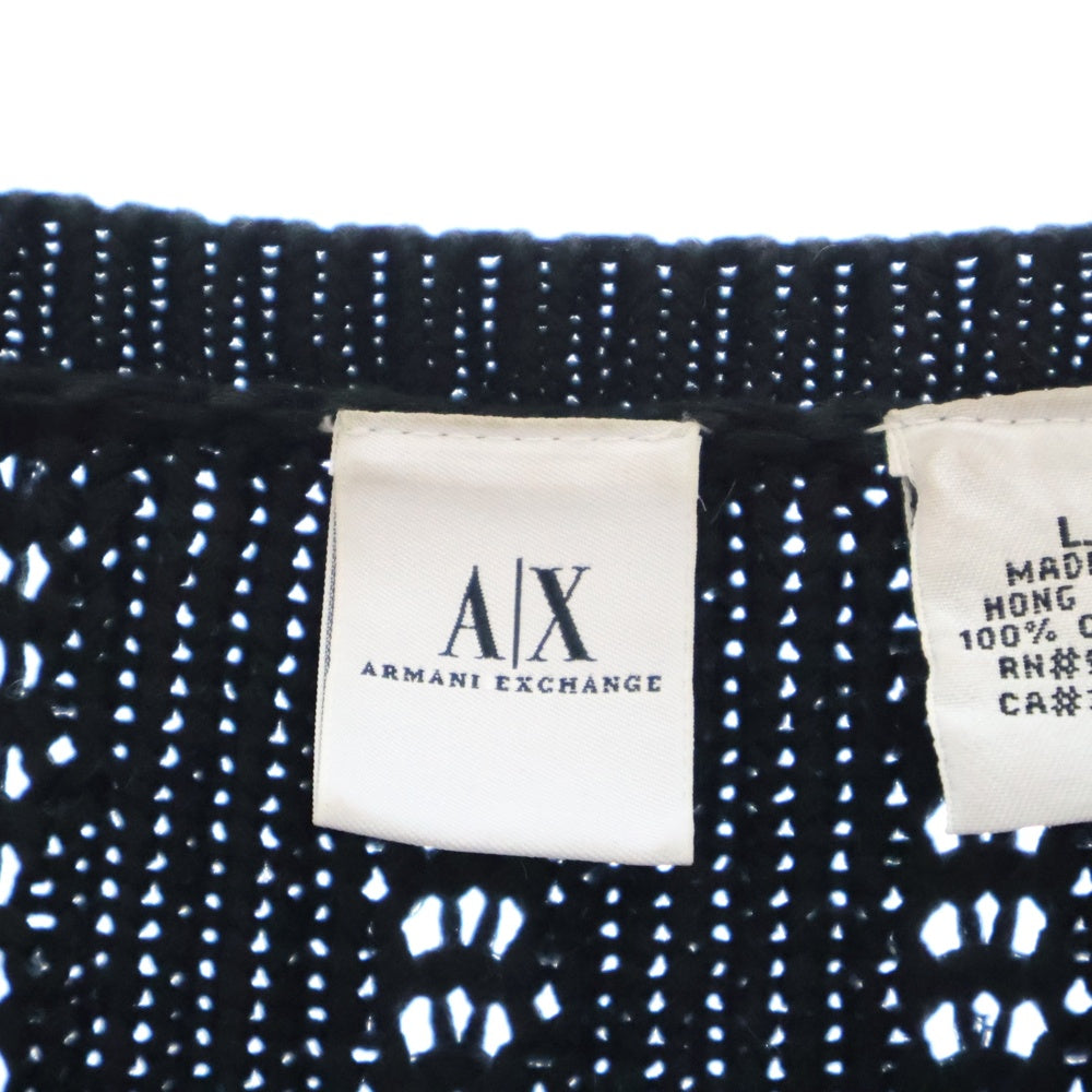 Armani Exchange(アルマーニ エクスチェンジ) 90年製 デザインコットン クルーネック セーター スウェット ブラック
