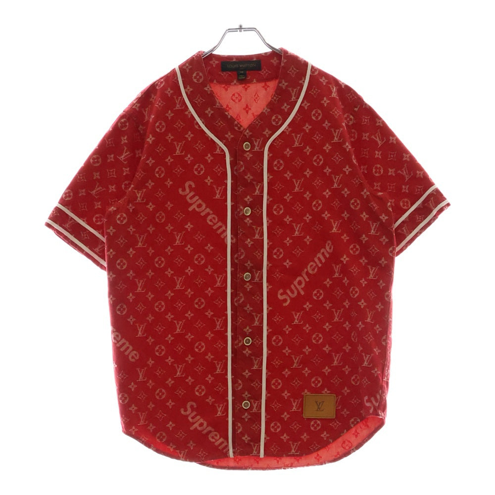 LOUIS VUITTON(ルイヴィトン) ×Supreme 17AW LV Jacquard Denim Baseball Jersey シュプリーム LVジャカード デニムベースボールジャージー ベースボールシャツ 半袖 モノグラム HDD92WDUB