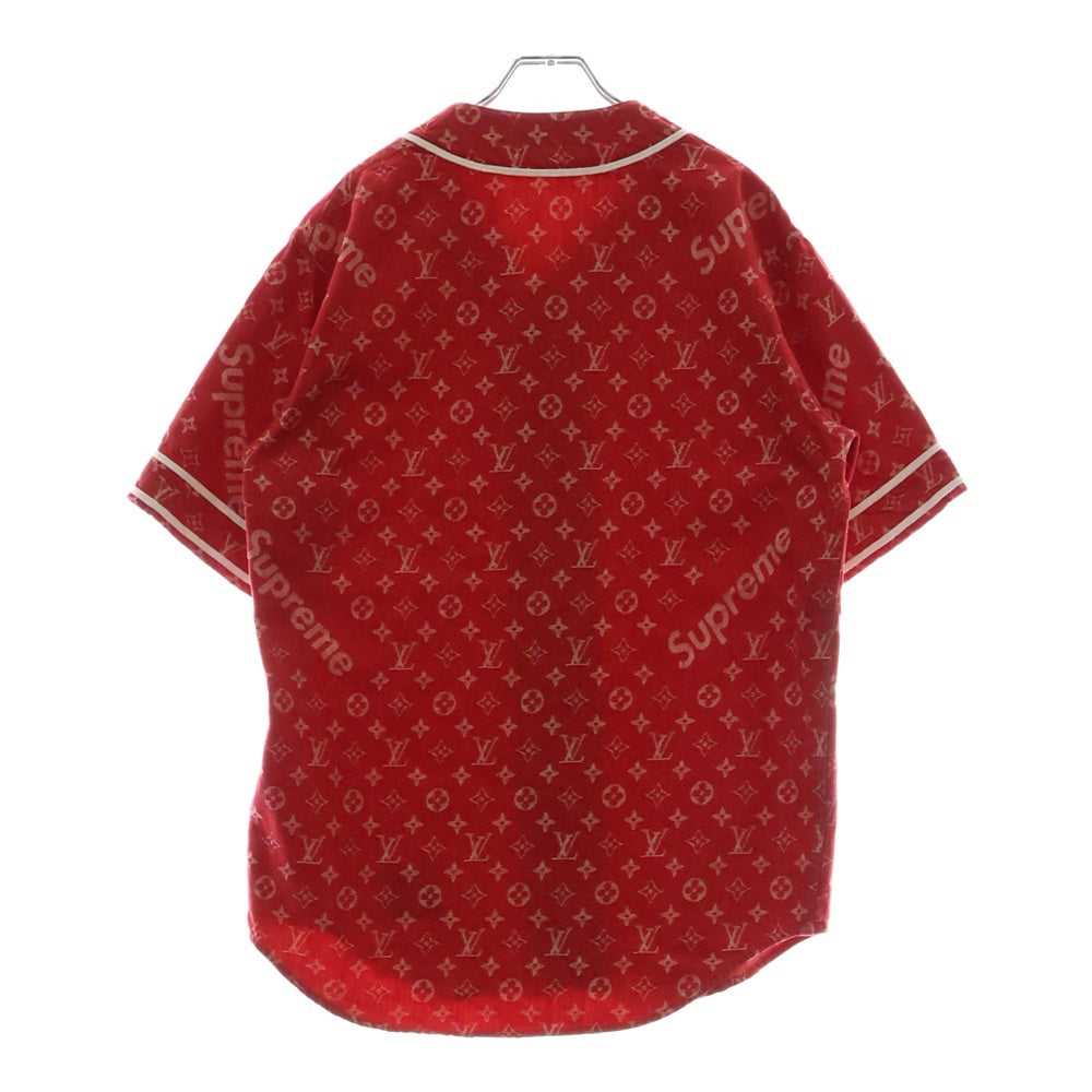 LOUIS VUITTON(ルイヴィトン) ×Supreme 17AW LV Jacquard Denim Baseball Jersey シュプリーム LVジャカード デニムベースボールジャージー ベースボールシャツ 半袖 モノグラム HDD92WDUB