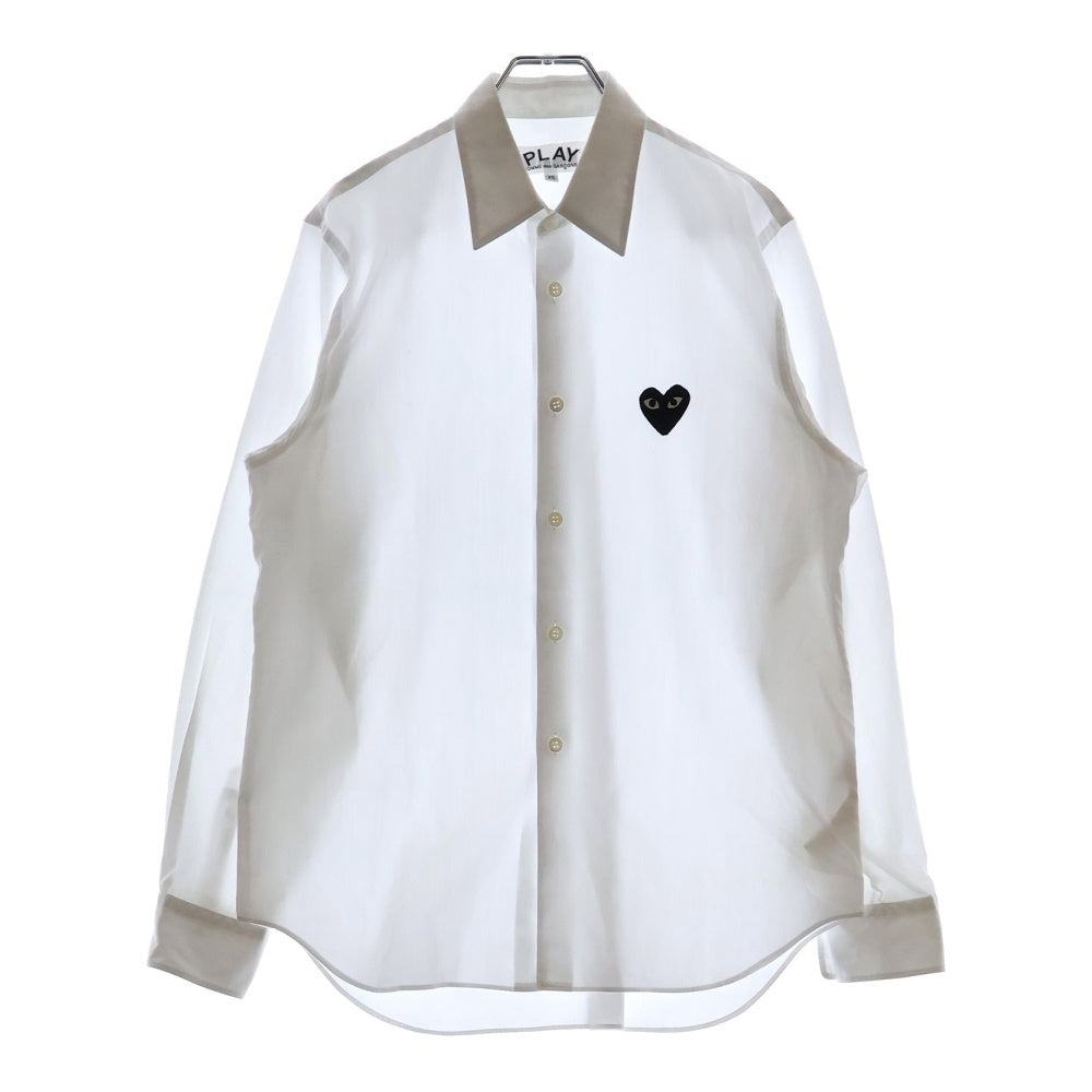 PLAY COMME des GARCONS(プレイコムデギャルソン) 18SS ハートロゴ刺繍 コットン 長袖シャツ ホワイト レディース AX-B004