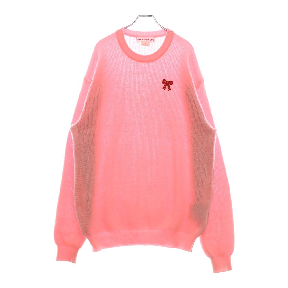 COMME DES GARCONS GIRL(コムデギャルソンガール) 23AW リボン刺繍 ニットセーター ピンク レディース NL-N007