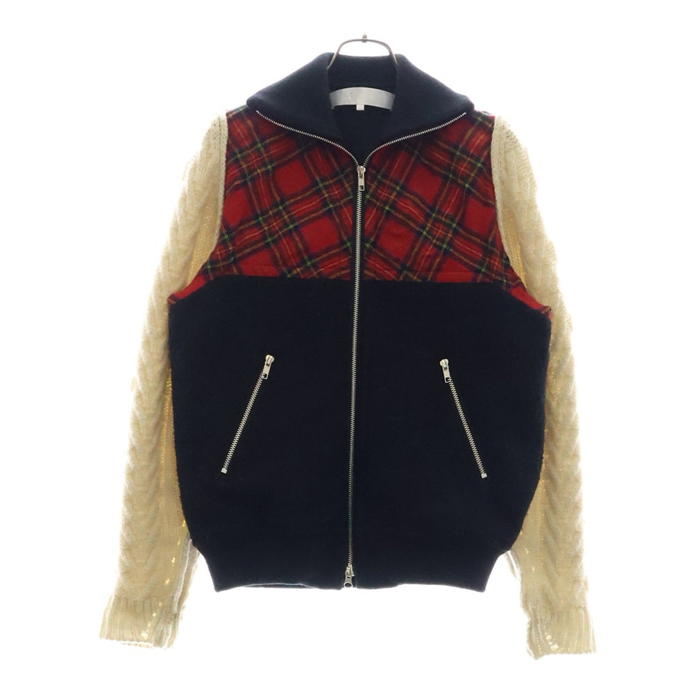 TAO COMME des GARCONS(タオコムデギャルソン) 23AW 袖ウール切替 チェック柄 ジップアップジャケット マルチカラー TL-J005