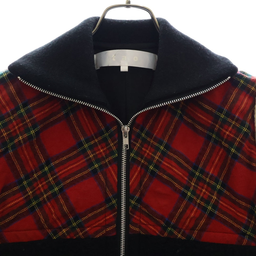 TAO COMME des GARCONS(タオコムデギャルソン) 23AW 袖ウール切替 チェック柄 ジップアップジャケット マルチカラー TL-J005