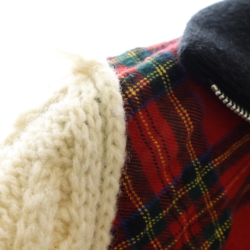 TAO COMME des GARCONS(タオコムデギャルソン) 23AW 袖ウール切替 チェック柄 ジップアップジャケット マルチカラー TL-J005