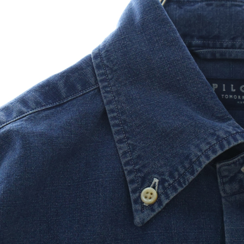 TOMORROWLAND PILGRIM(トゥモローランド ピルグリム) コットン セミワイド カラーシャツ インディゴ 61-01-21-01008