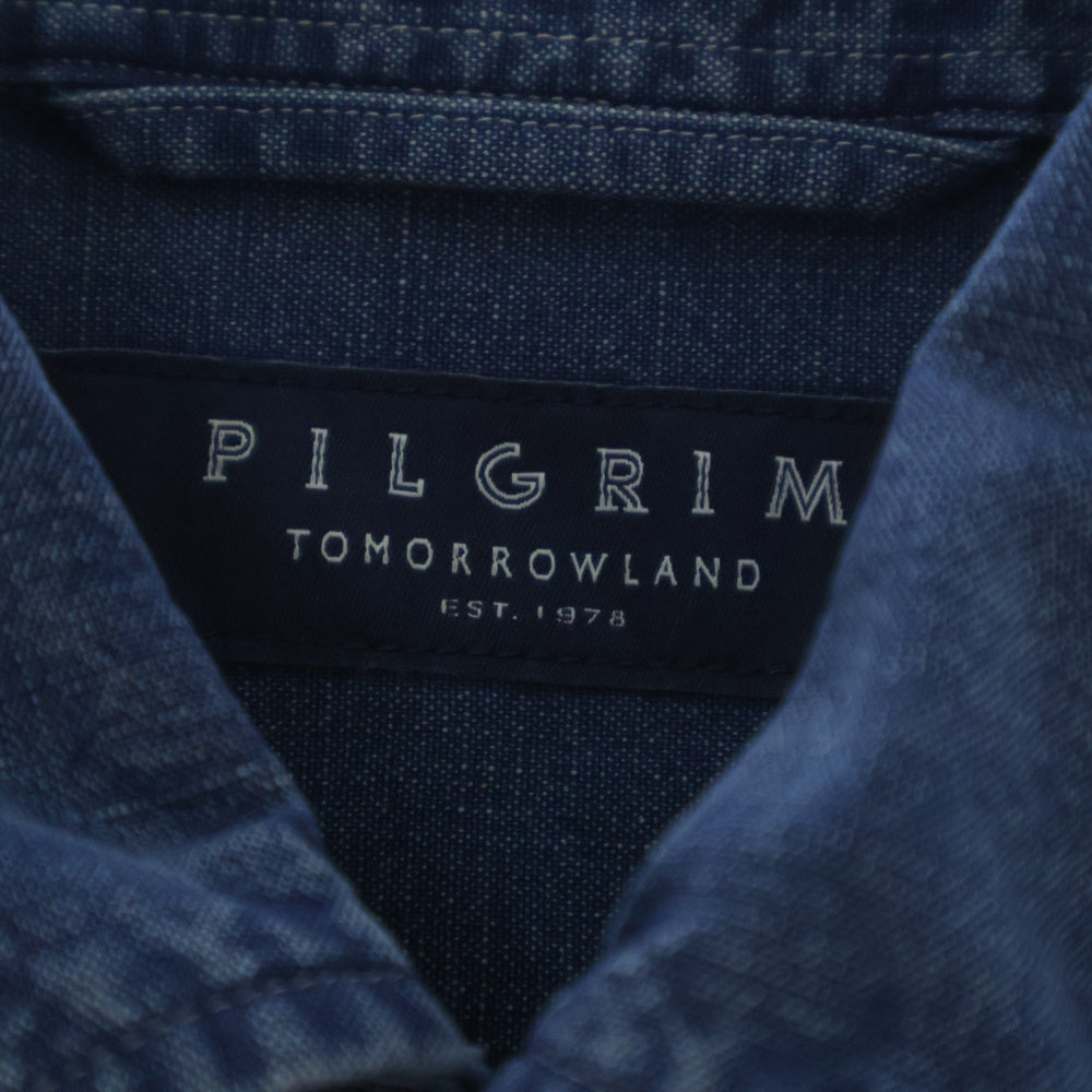 TOMORROWLAND PILGRIM(トゥモローランド ピルグリム) コットン セミワイド カラーシャツ インディゴ 61-01-21-01008