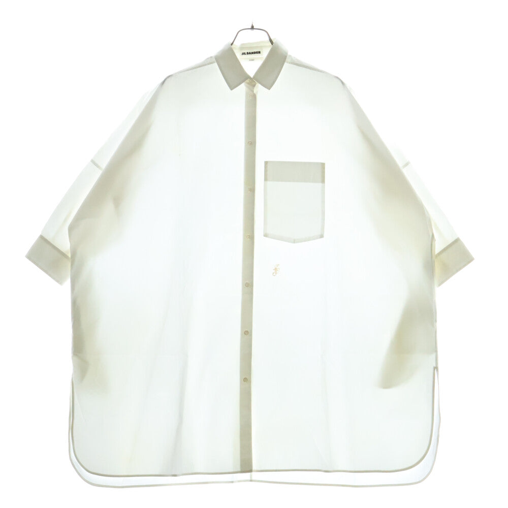 JIL SANDER(ジルサンダー) 22SS ロゴ刺繍 7分袖シャツワンピース レディース ホワイト JSXU600605 WU245500100