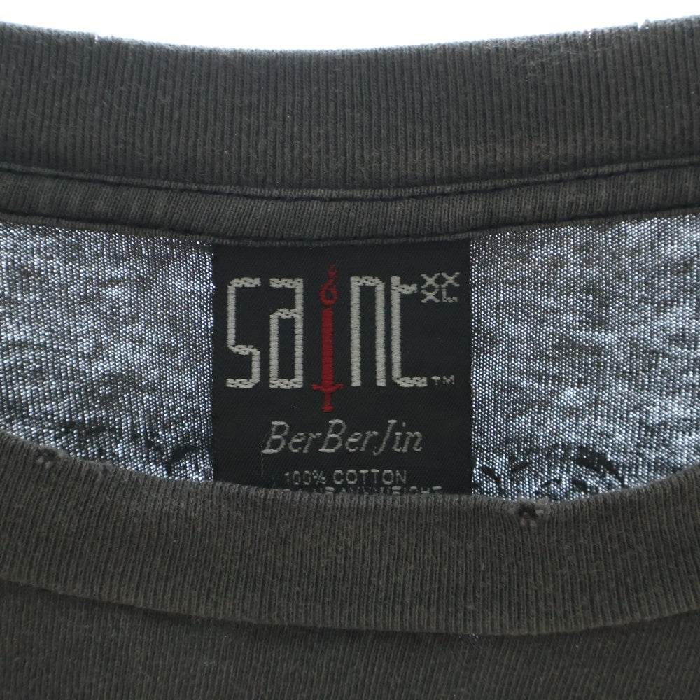 SAINT MICHAEL(セントマイケル) 23SS × BerBerJin BJ SS TEE REVENGE SM-S23-0000-085 ベルベルジン ダメージ加工半袖Tシャツ カットソー グレー