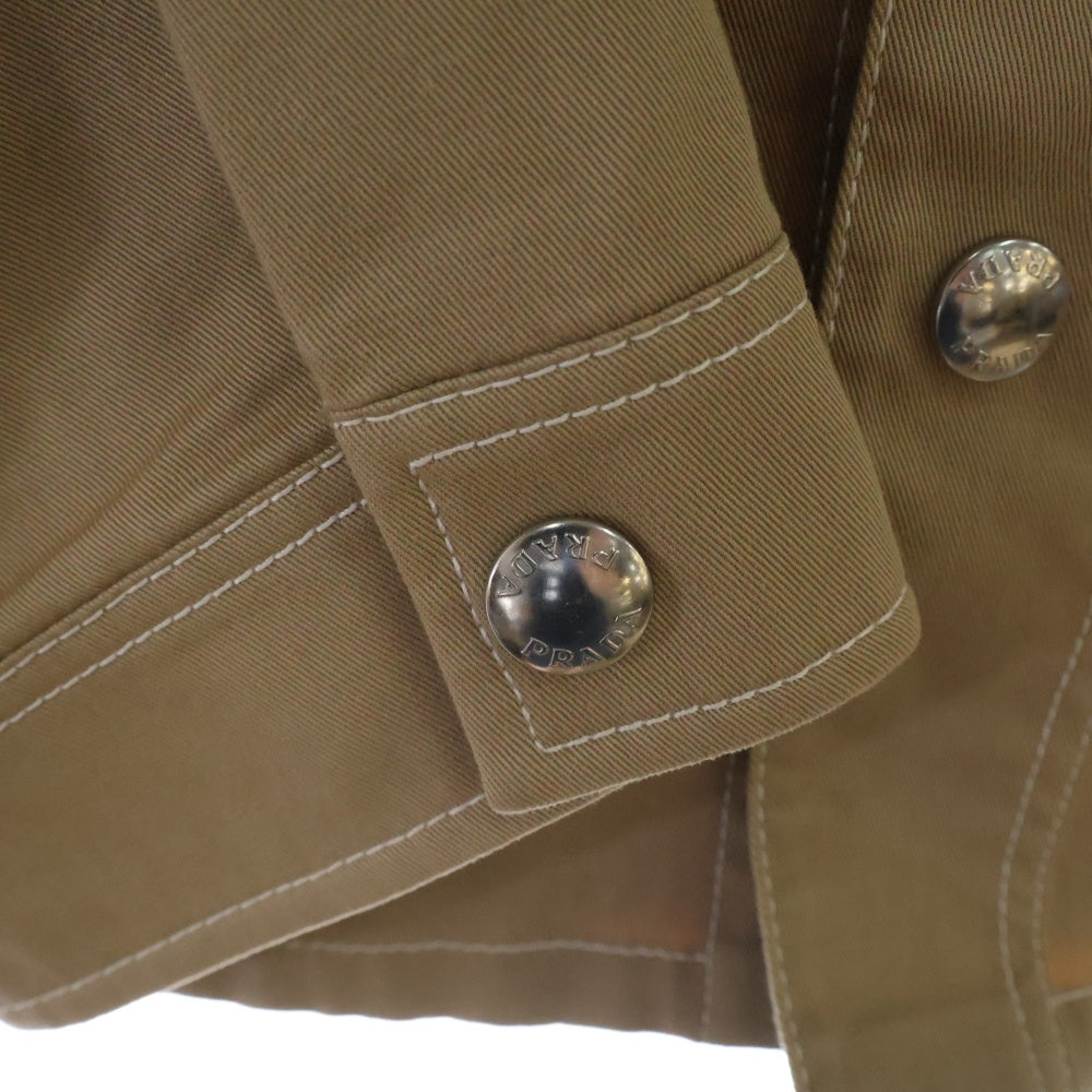 PRADA(プラダ) トライアングルロゴストレッチコットン長袖シャツ ベージュ SC696