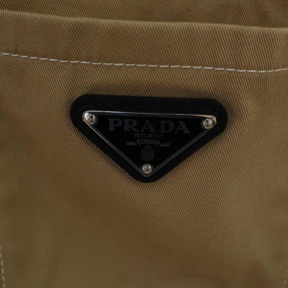PRADA(プラダ) トライアングルロゴストレッチコットン長袖シャツ ベージュ SC696