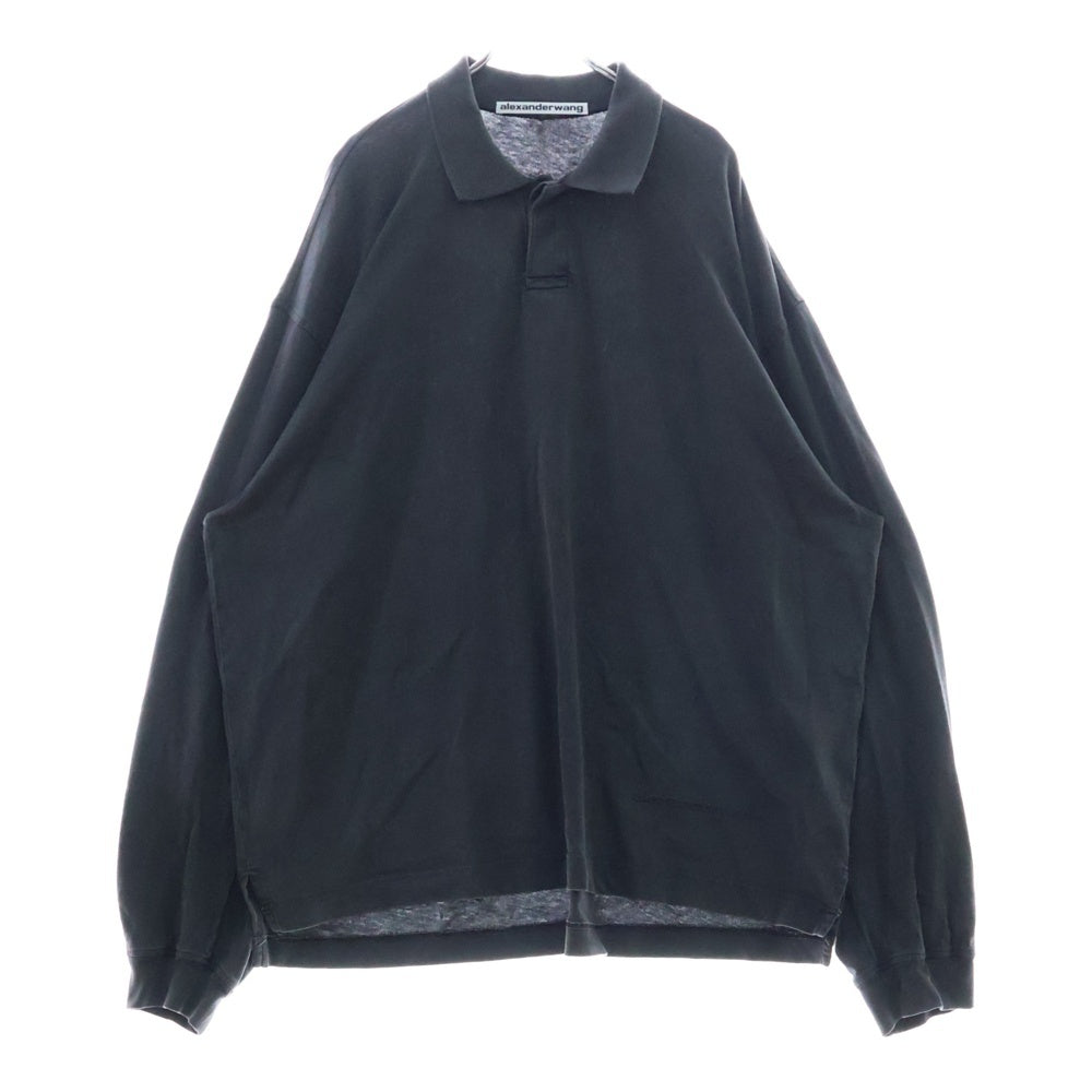 ALEXANDER WANG(アレキサンダーワン) Long Sleeve Polo アッシュ加工 ロングスリーブ ポロシャツ グレー 6CC1251072