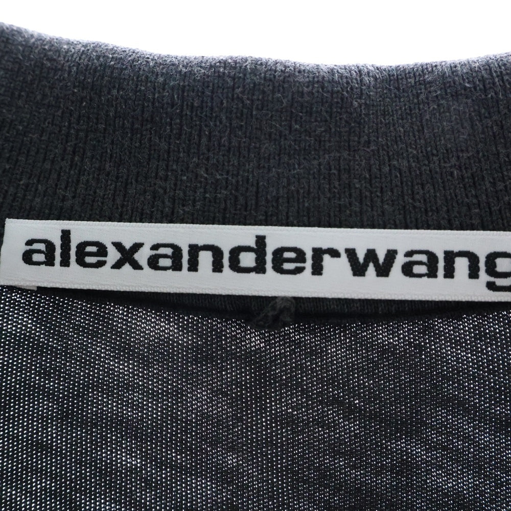 ALEXANDER WANG(アレキサンダーワン) Long Sleeve Polo アッシュ加工 ロングスリーブ ポロシャツ グレー 6CC1251072