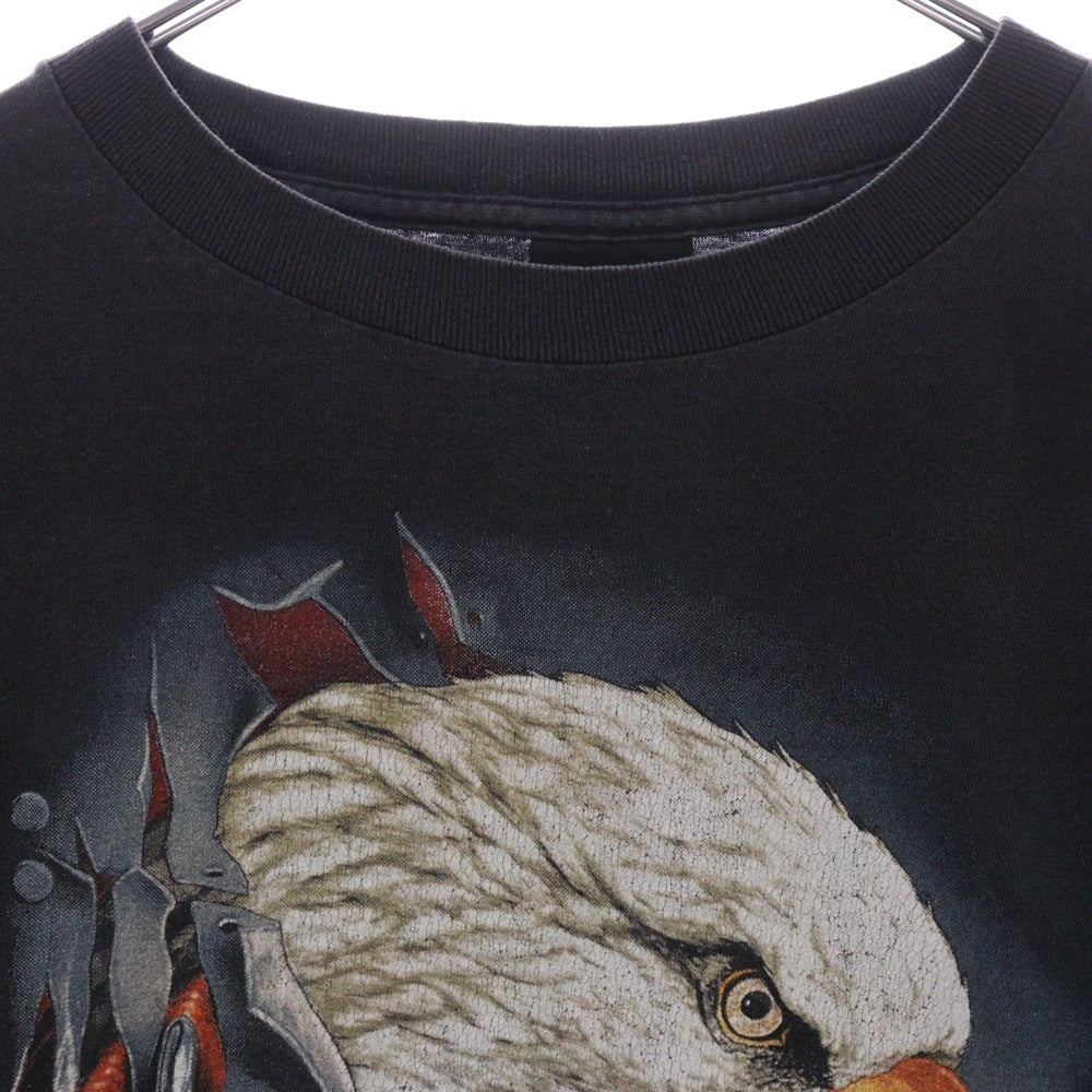 VINTAGE(ヴィンテージ) 90s HARLEY DAVIDSON EAGLE ハーレーダビッドソン イーグル 両面プリント クルーネック 長袖Tシャツ ブラック