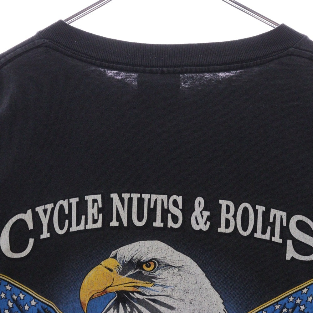 VINTAGE(ヴィンテージ) 90s HARLEY DAVIDSON EAGLE ハーレーダビッドソン イーグル 両面プリント クルーネック 長袖Tシャツ ブラック