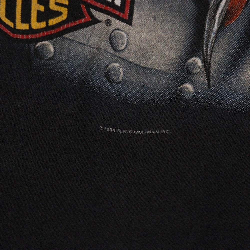 VINTAGE(ヴィンテージ) 90s HARLEY DAVIDSON EAGLE ハーレーダビッドソン イーグル 両面プリント クルーネック 長袖Tシャツ ブラック