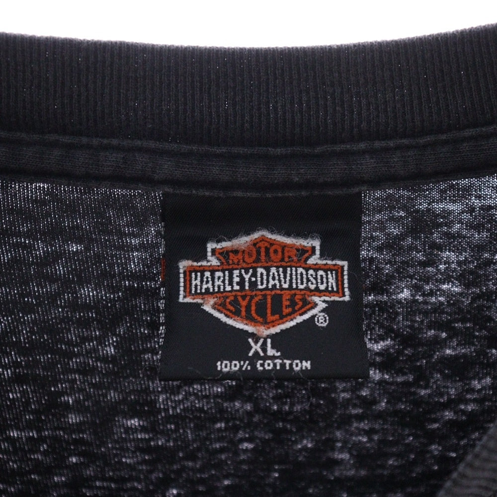 VINTAGE(ヴィンテージ) 90s HARLEY DAVIDSON EAGLE ハーレーダビッドソン イーグル 両面プリント クルーネック 長袖Tシャツ ブラック