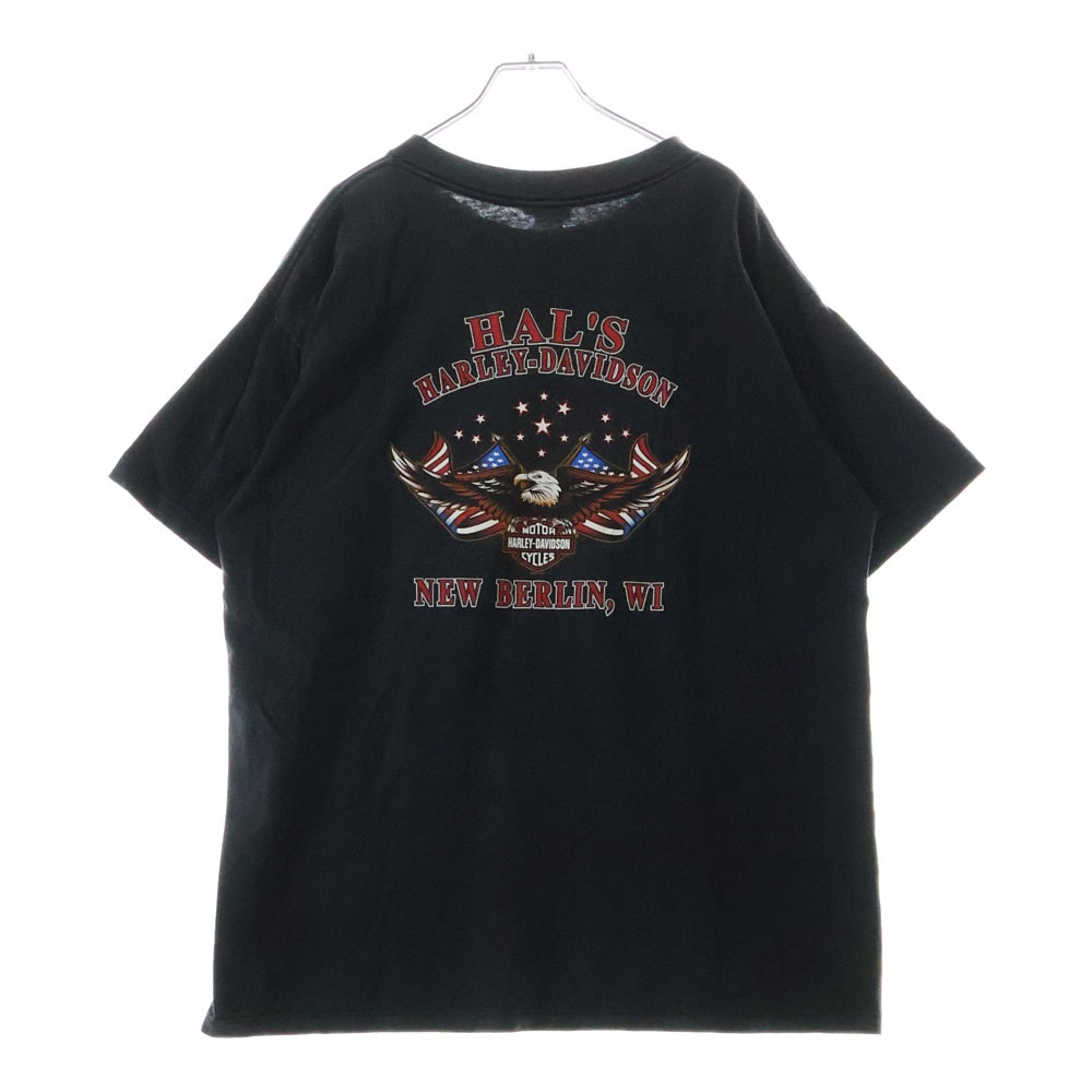 HARLEY DAVIDSON(ハーレーダビッドソン) 00s EVIL TWIN 01R モーター 両面プリント クルーネック 半袖Tシャツ ブラック