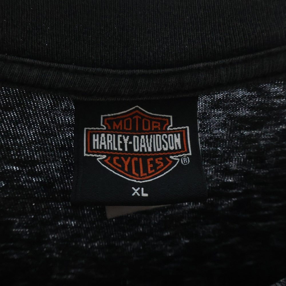 HARLEY DAVIDSON(ハーレーダビッドソン) 00s EVIL TWIN 01R モーター 両面プリント クルーネック 半袖Tシャツ ブラック