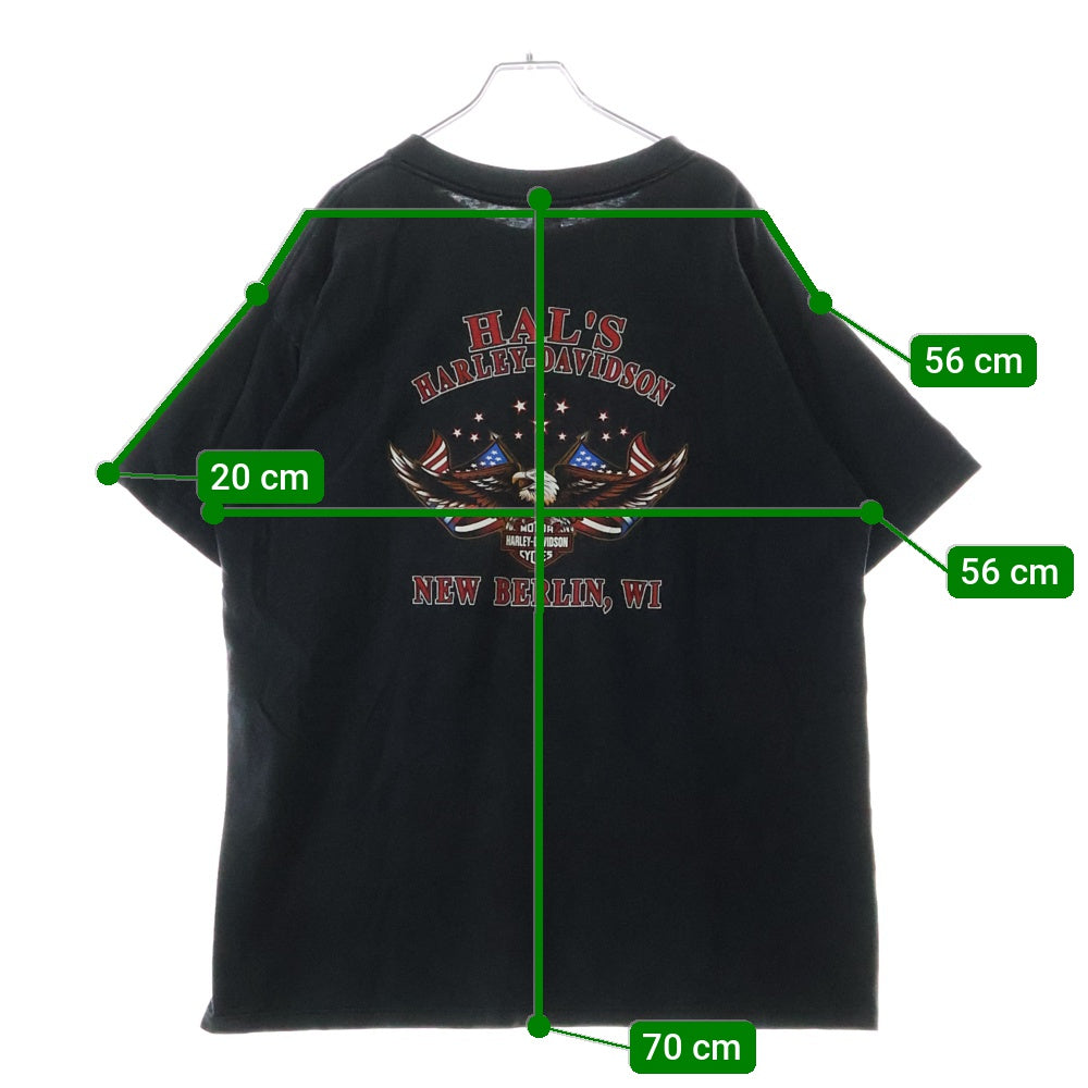 HARLEY DAVIDSON(ハーレーダビッドソン) 00s EVIL TWIN 01R モーター 両面プリント クルーネック 半袖Tシャツ ブラック