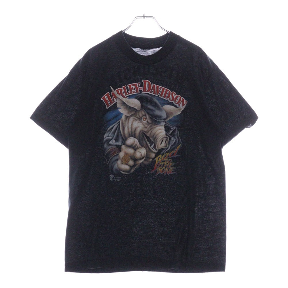 VINTAGE(ヴィンテージ) 90s HARLEY DAVIDSON AGXZ 両面プリント クルーネック 半袖Tシャツ ブラック