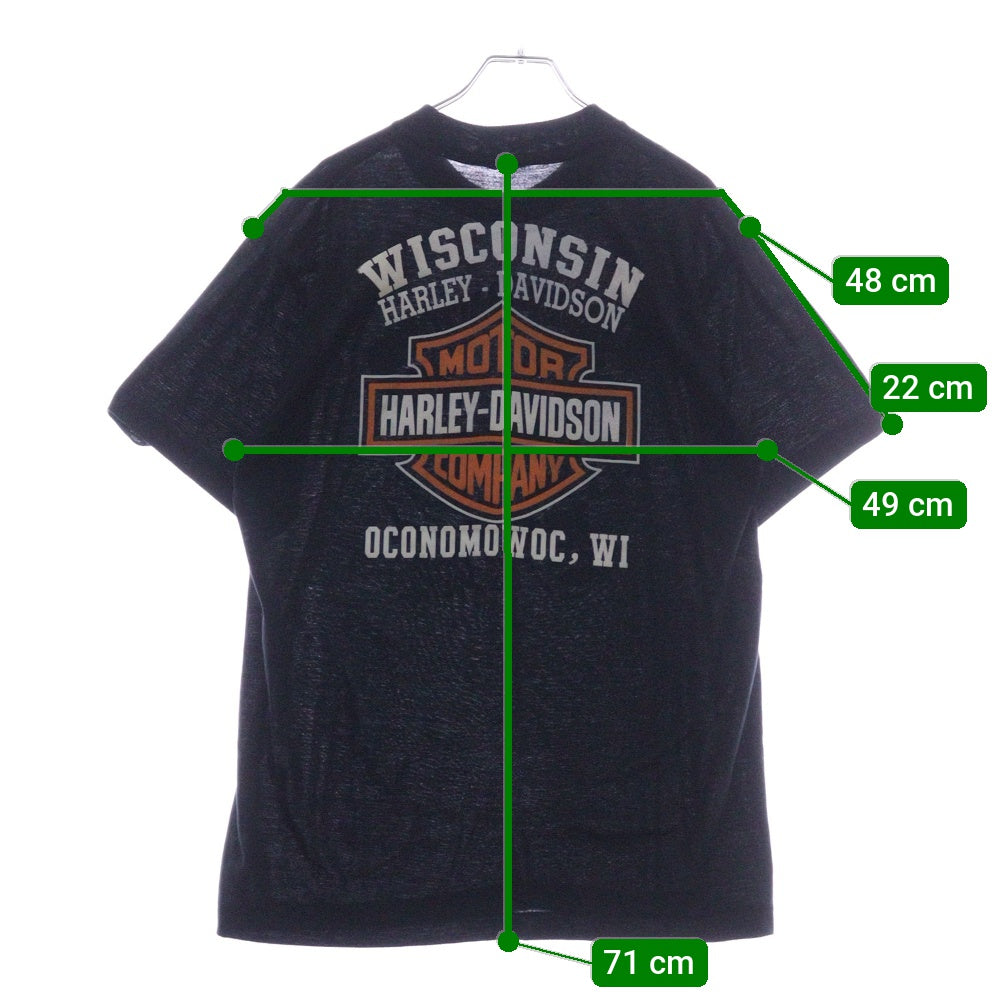 VINTAGE(ヴィンテージ) 90s HARLEY DAVIDSON AGXZ 両面プリント クルーネック 半袖Tシャツ ブラック