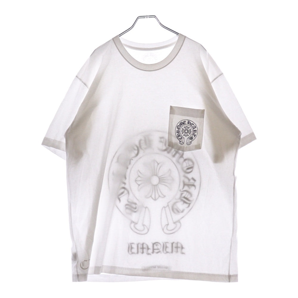 CHROME HEARTS(クロムハーツ) Miami Horseshoe S/S Tee マイアミ限定 バック ホースシュー クルーネック半袖Tシャツカットソー ホワイト
