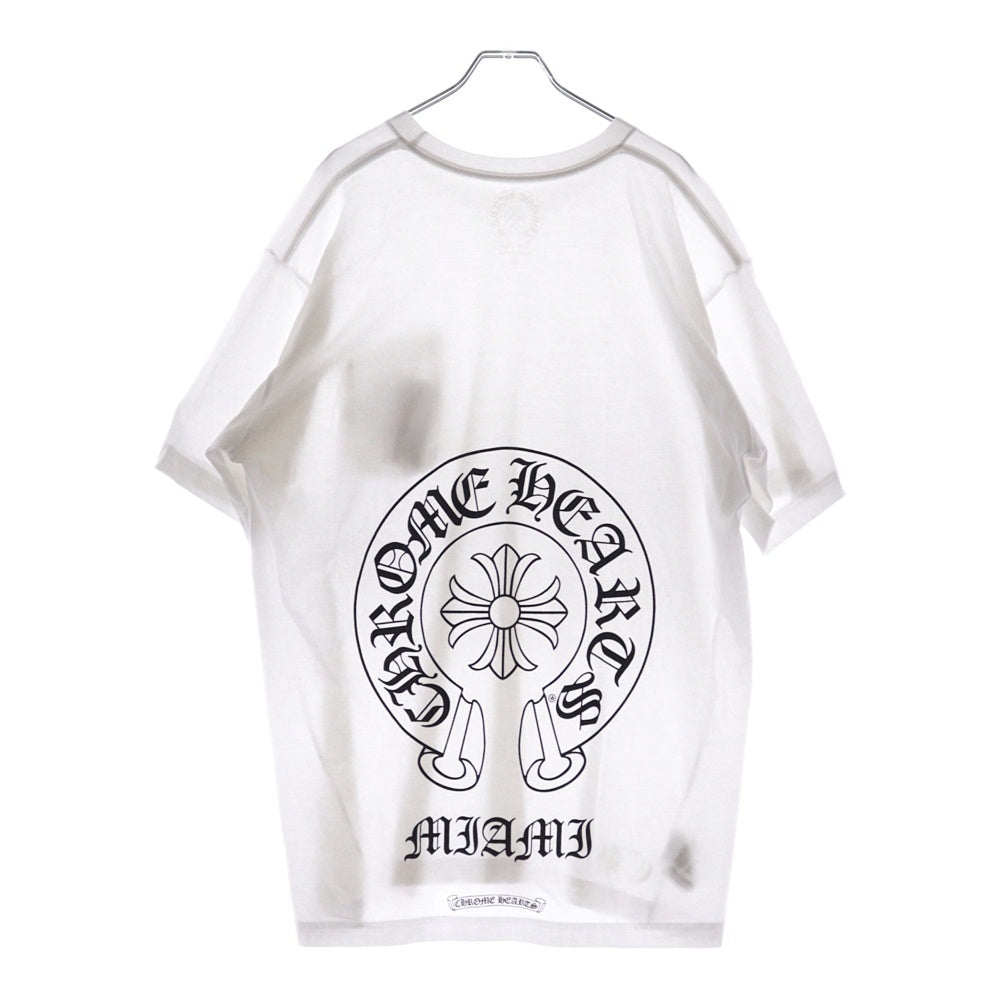 CHROME HEARTS(クロムハーツ) Miami Horseshoe S/S Tee マイアミ限定 バック ホースシュー クルーネック半袖Tシャツカットソー ホワイト