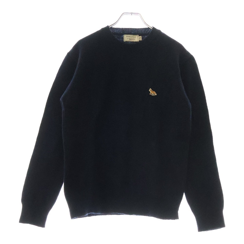 MAISON KITSUNE(メゾンキツネ) 14AW フロントロゴ刺繍 ウール ニットセーター ネイビー レディース FW14-MK-004-PU