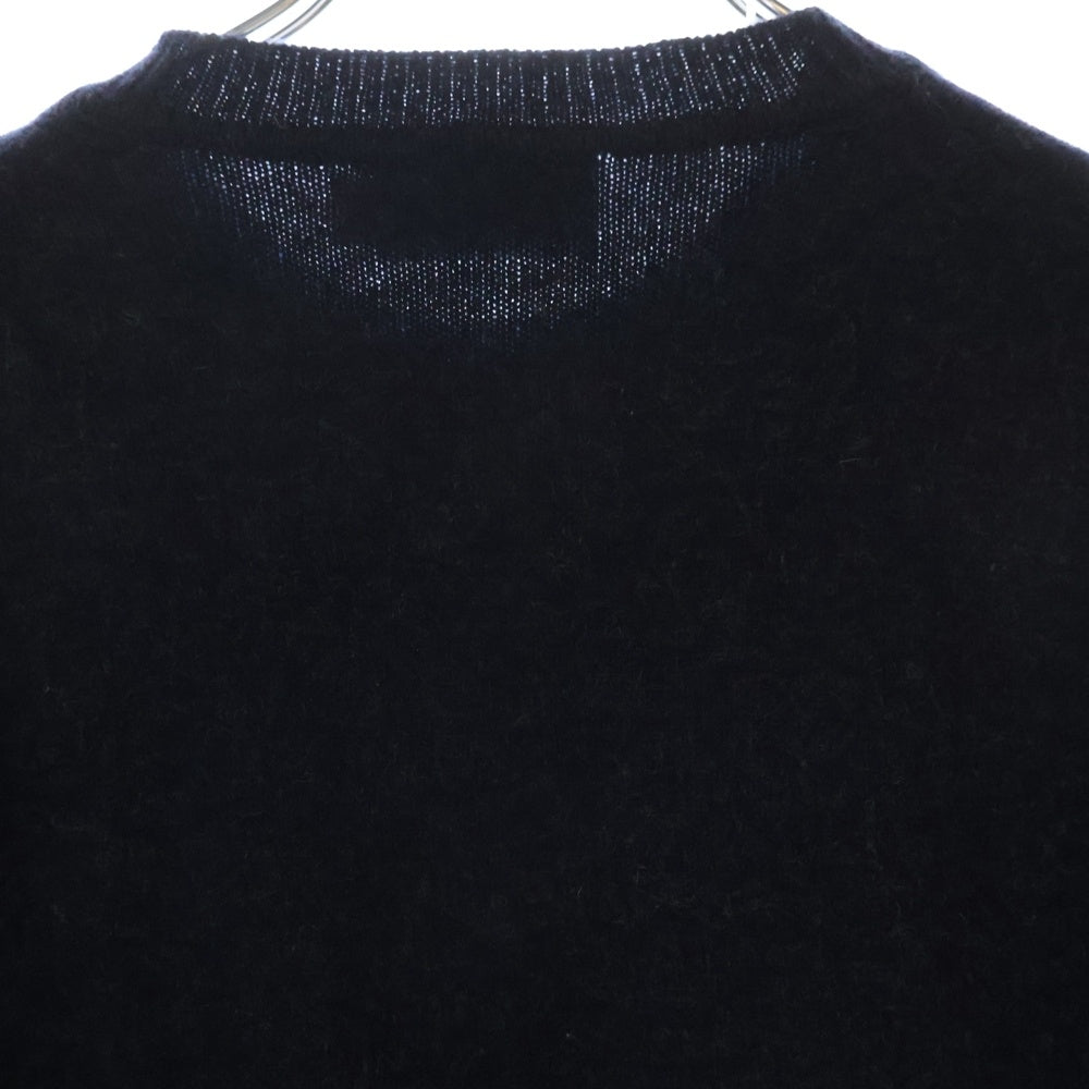 MAISON KITSUNE(メゾンキツネ) 14AW フロントロゴ刺繍 ウール ニットセーター ネイビー レディース FW14-MK-004-PU