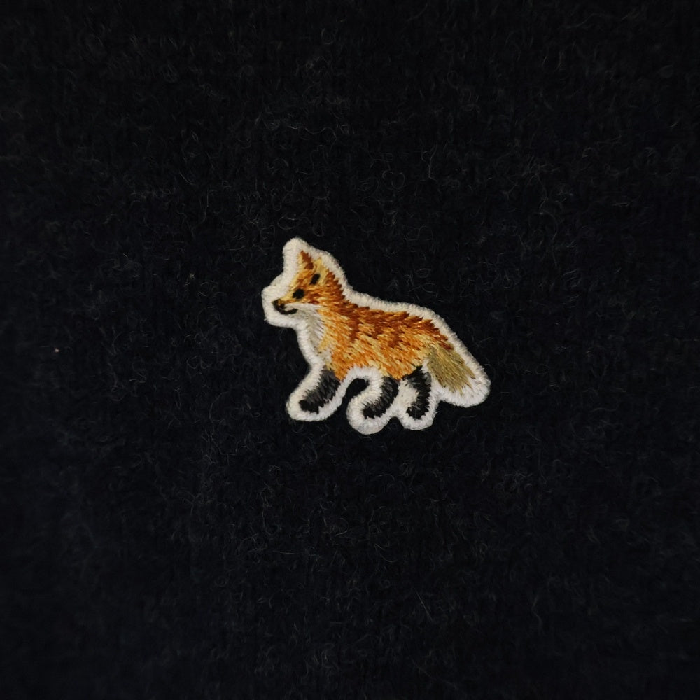 MAISON KITSUNE(メゾンキツネ) 14AW フロントロゴ刺繍 ウール ニットセーター ネイビー レディース FW14-MK-004-PU