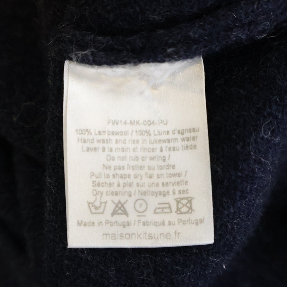 MAISON KITSUNE(メゾンキツネ) 14AW フロントロゴ刺繍 ウール ニットセーター ネイビー レディース FW14-MK-004-PU