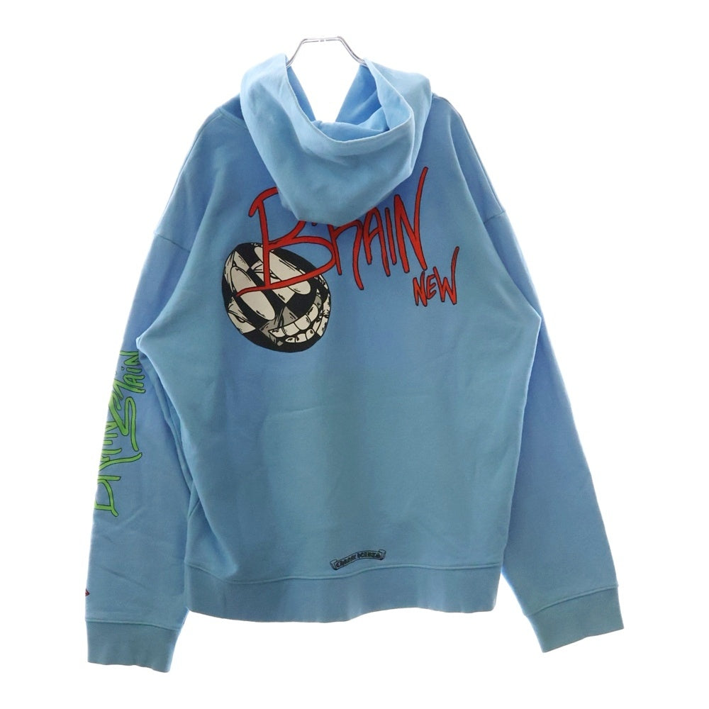 CHROME HEARTS(クロムハーツ) 24SS ×MATTY BOY BRAIN NEW PULLOVER HOODIE マッティボーイ ブレインニュー プリントフーディー プルオーバーパーカー ブルー