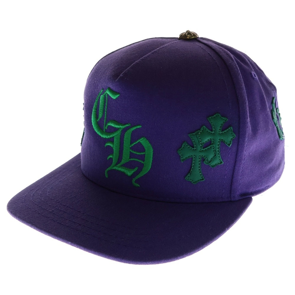 CHROME HEARTS(クロムハーツ) HAT 5 PANEL CAP BSBL SAX PRPL W/KLY GRN セメタリークロスパッチ ベースボールキャップ 帽子 パープル/グリーン