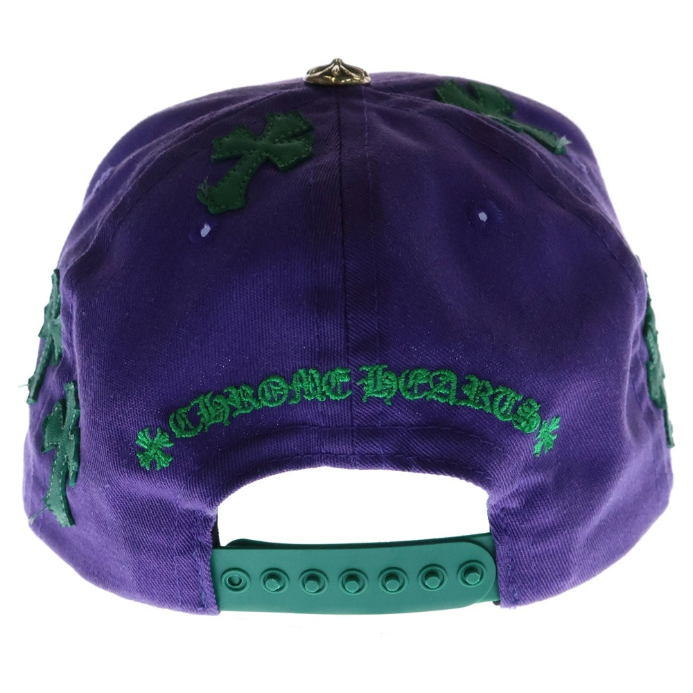 CHROME HEARTS(クロムハーツ) HAT 5 PANEL CAP BSBL SAX PRPL W/KLY GRN セメタリークロスパッチ ベースボールキャップ 帽子 パープル/グリーン