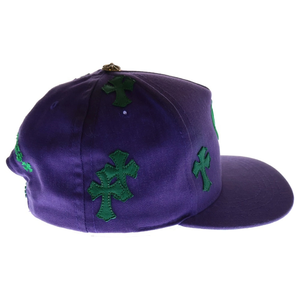 CHROME HEARTS(クロムハーツ) HAT 5 PANEL CAP BSBL SAX PRPL W/KLY GRN セメタリークロスパッチ ベースボールキャップ 帽子 パープル/グリーン