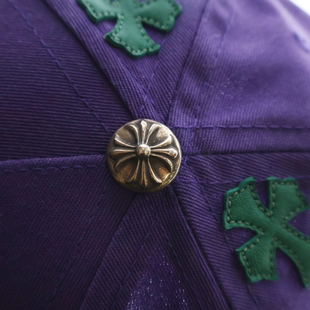 CHROME HEARTS(クロムハーツ) HAT 5 PANEL CAP BSBL SAX PRPL W/KLY GRN セメタリークロスパッチ ベースボールキャップ 帽子 パープル/グリーン