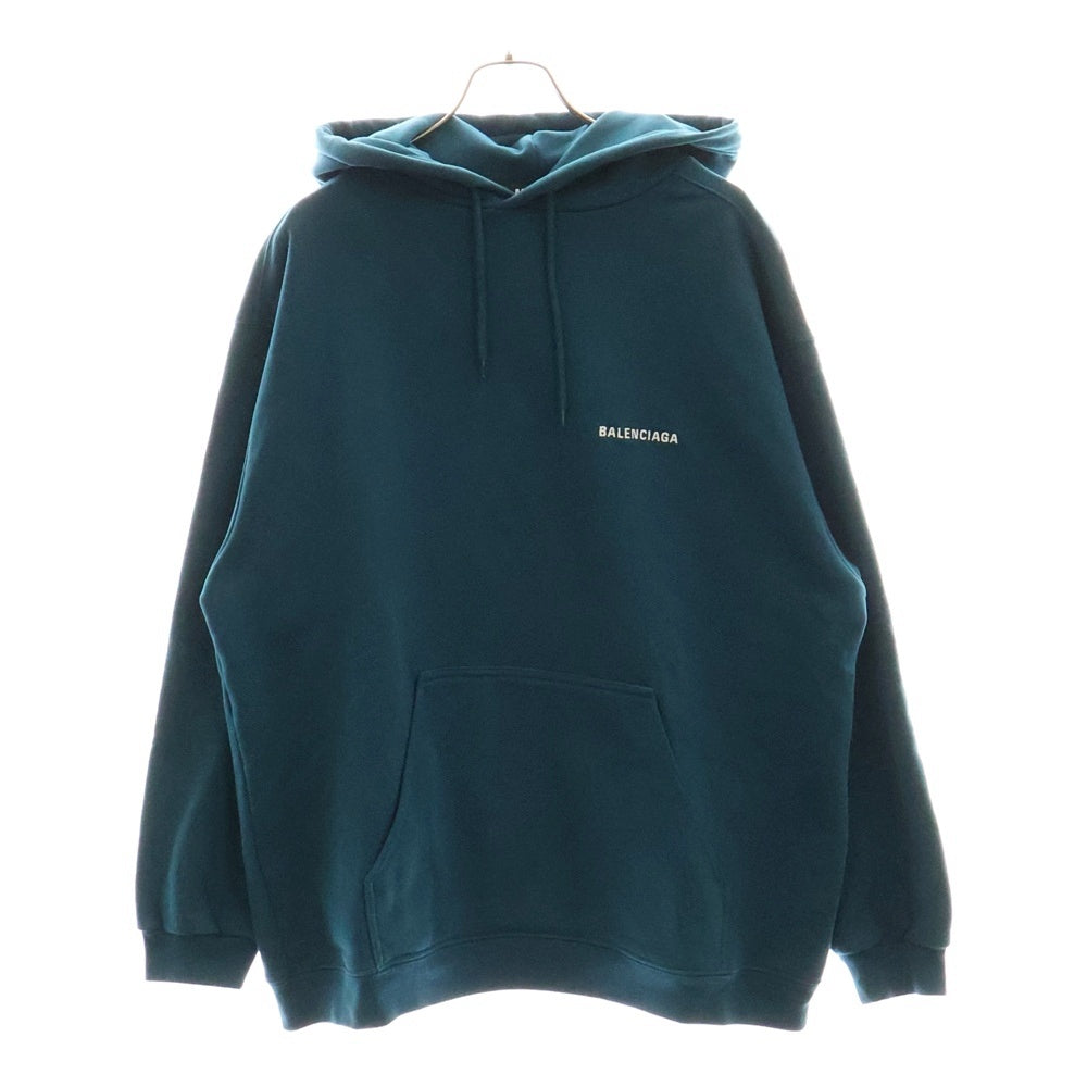 BALENCIAGA(バレンシアガ) 21AW バックロゴ刺繍 スウェット プルオーバーパーカー ブルー 600583 TLVB8