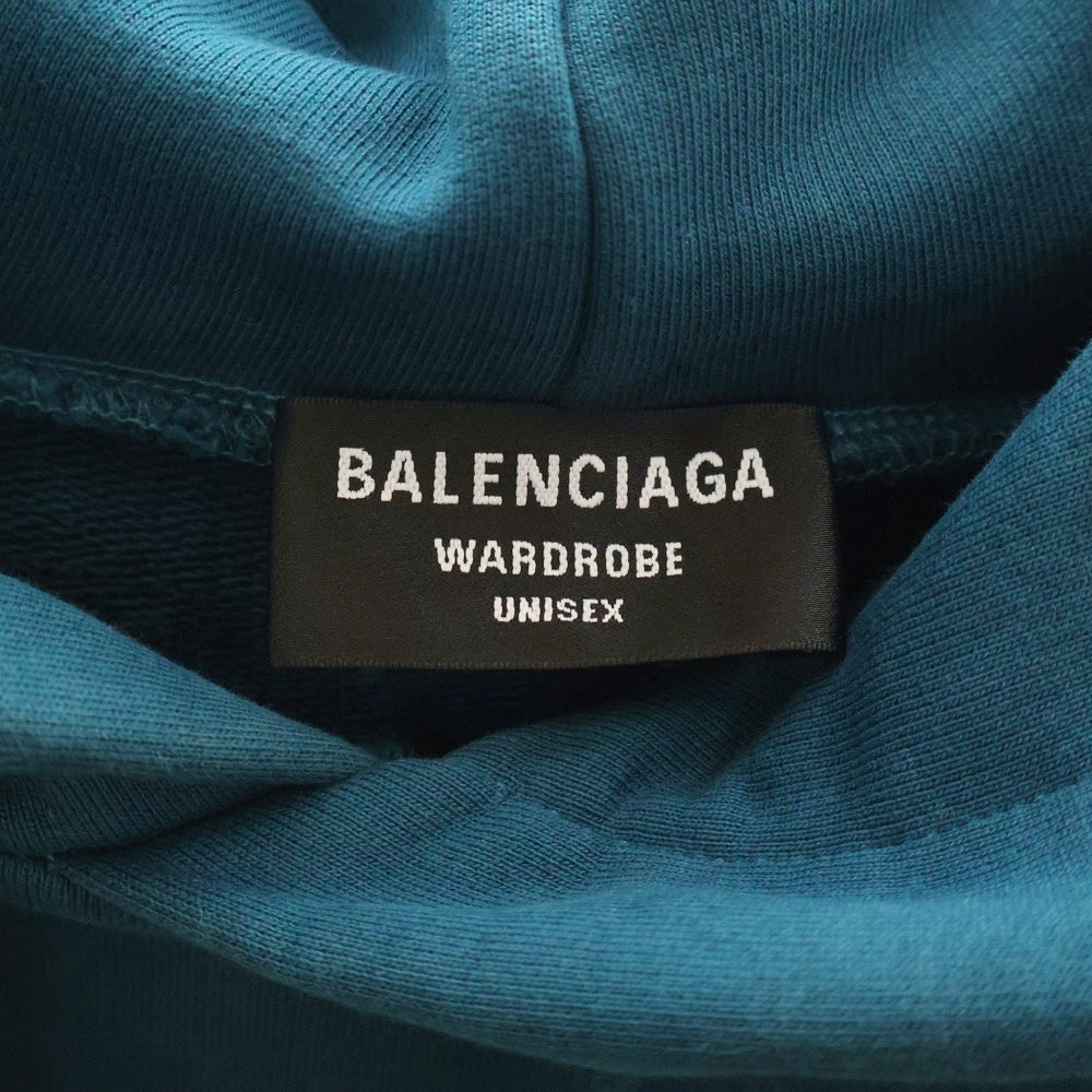 BALENCIAGA(バレンシアガ) 21AW バックロゴ刺繍 スウェット プルオーバーパーカー ブルー 600583 TLVB8