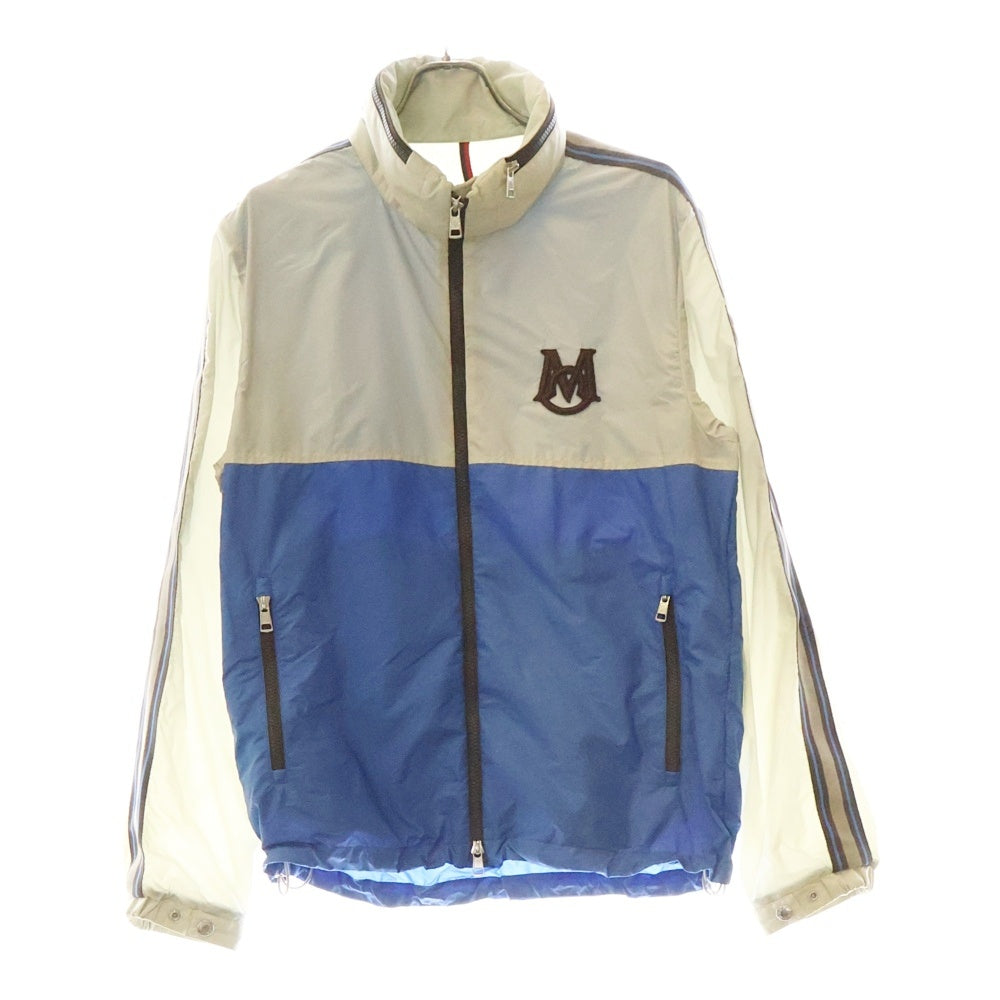 MONCLER(モンクレール) 24SS BUCIE GIUBBOTTO フロントロゴ刺繍 ジップアップ ナイロンジャケット ブルー/ブラウン/アイボリー J10911A00091 5968E