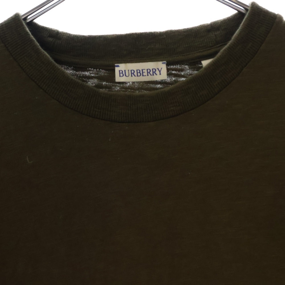 BURBERRY(バーバリー) EKD print stripe detail Cotton Sweatshirt 袖ロゴプリント クルーネック 長袖スウェット トレーナー カーキ 8091889
