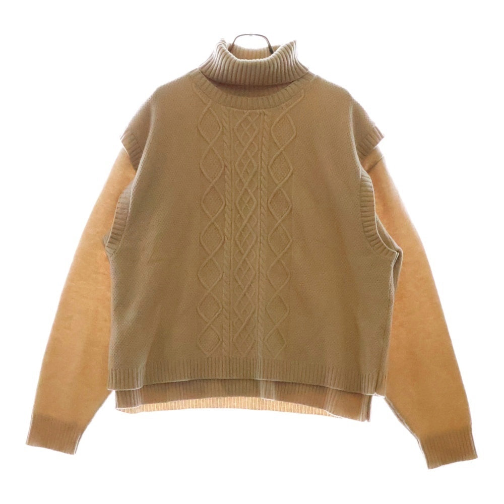 RYO TAKASHIMA(リョウ タカシマ) 3way Layered Turtleneck Knit レイヤードニット タートルネックセーター ベージュ 101903004