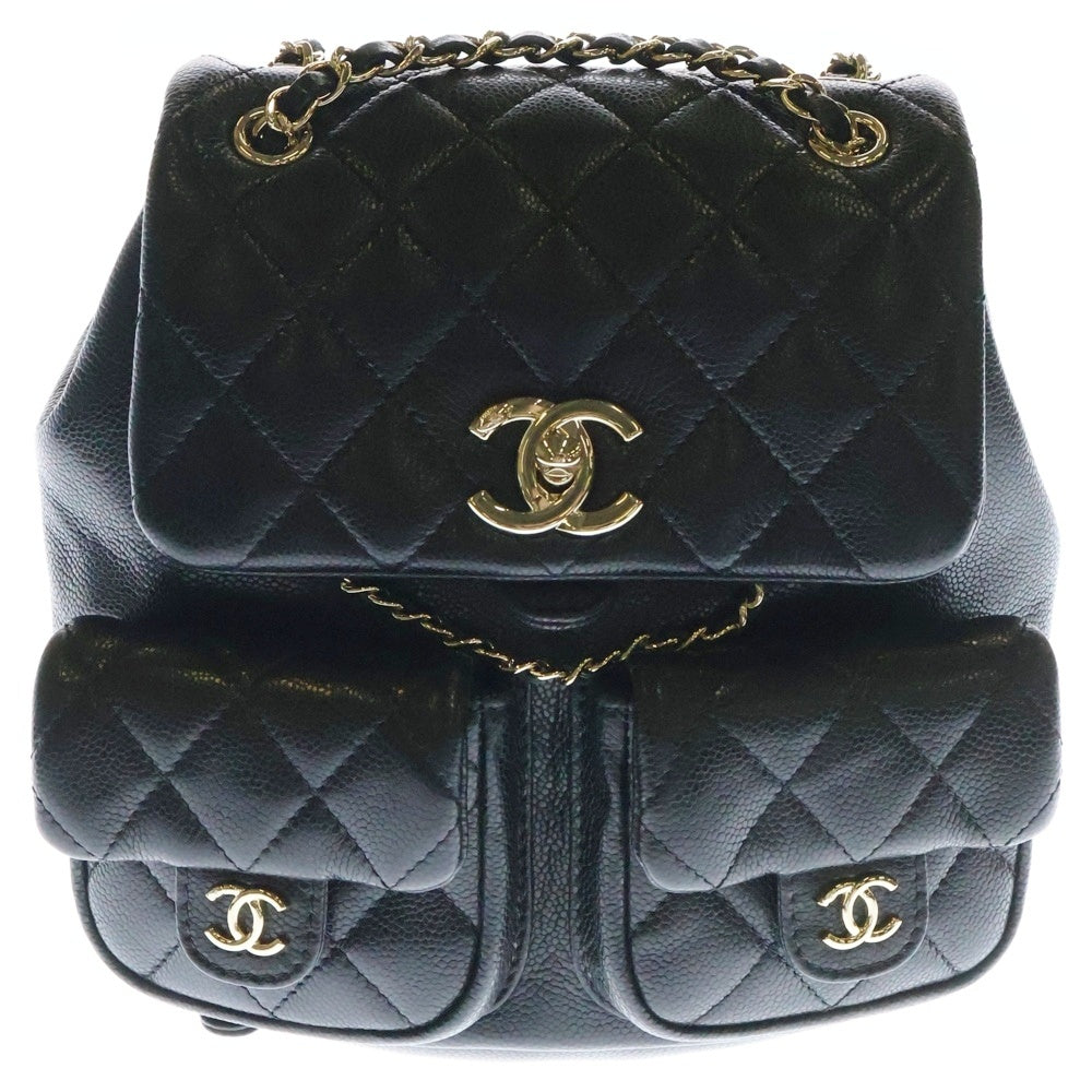 CHANEL(シャネル) マトラッセ キャビアスキン チェーンショルダー 2Way バックパック リュック ブラック AS3860