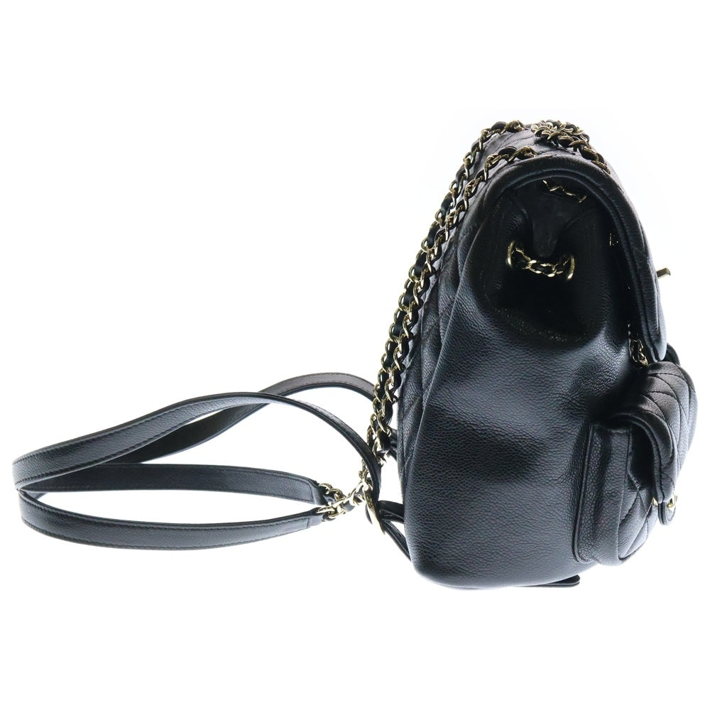 CHANEL(シャネル) マトラッセ キャビアスキン チェーンショルダー 2Way バックパック リュック ブラック AS3860